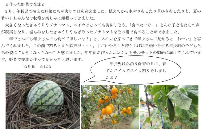 ☆作った野菜で交流☆